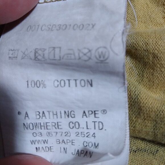 BAPE First Camo Shark T-Shirt Yellow Authentic - Picture 8 of 14